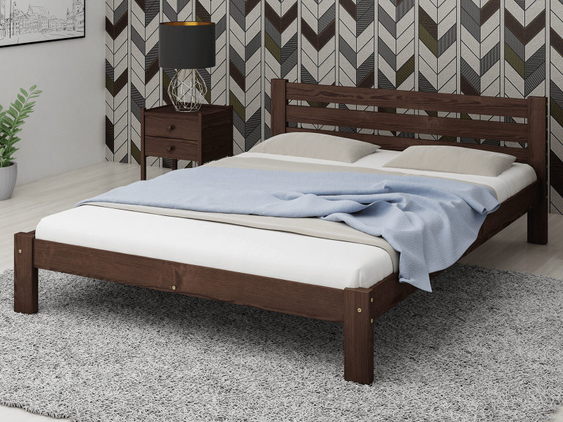 Postel z masivu 160x200 Ajza ořech s roštem