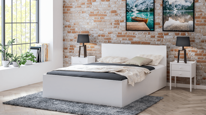 Postel 160x200 DM1 bílá s roštem