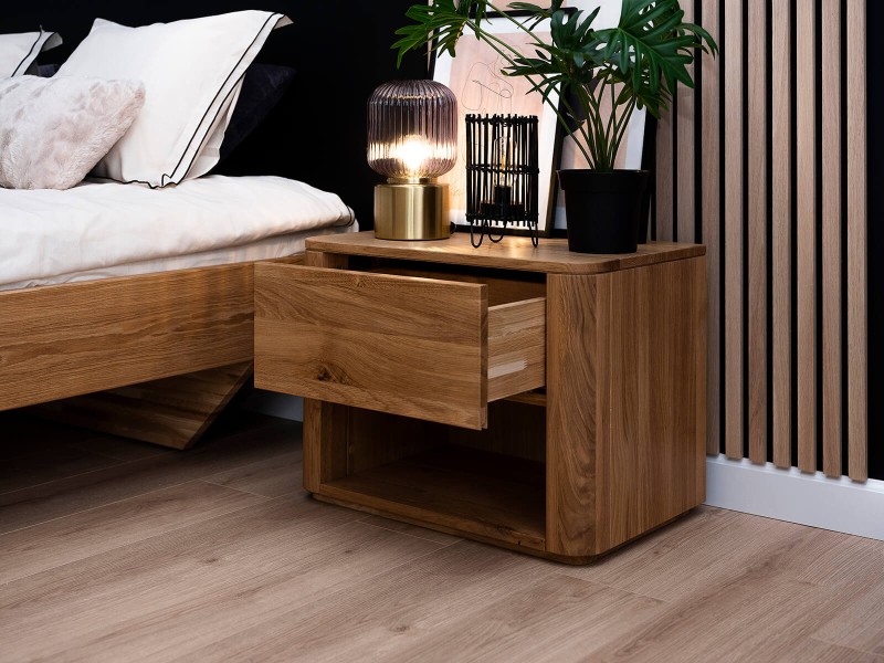 Noční stolek z masivního dubového dřeva Rosario B