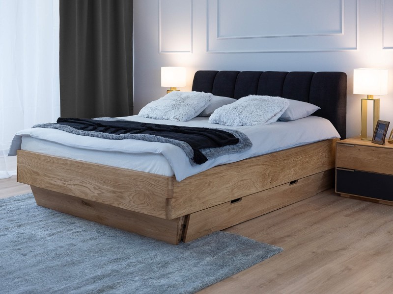 Dubová postel se zásuvkami 180x200 Asti