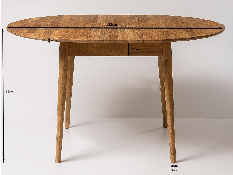 Dubový stůl fi93 +30 cm nástavce Bergen intenzivní olej