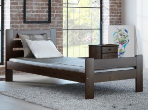 Postel z masivu 90x200 Neli ořech s roštem