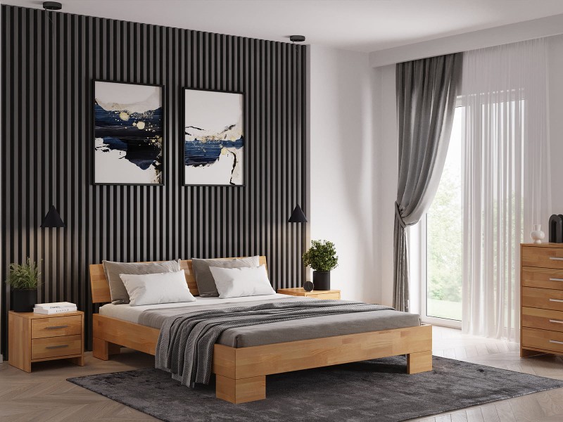 Vysoká postel z bukového dřeva 120x200 cm Alemria