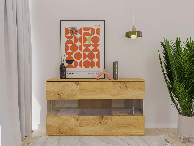 Rosario dubový příborník komoda 3 dveře č. 10 s osvětlením