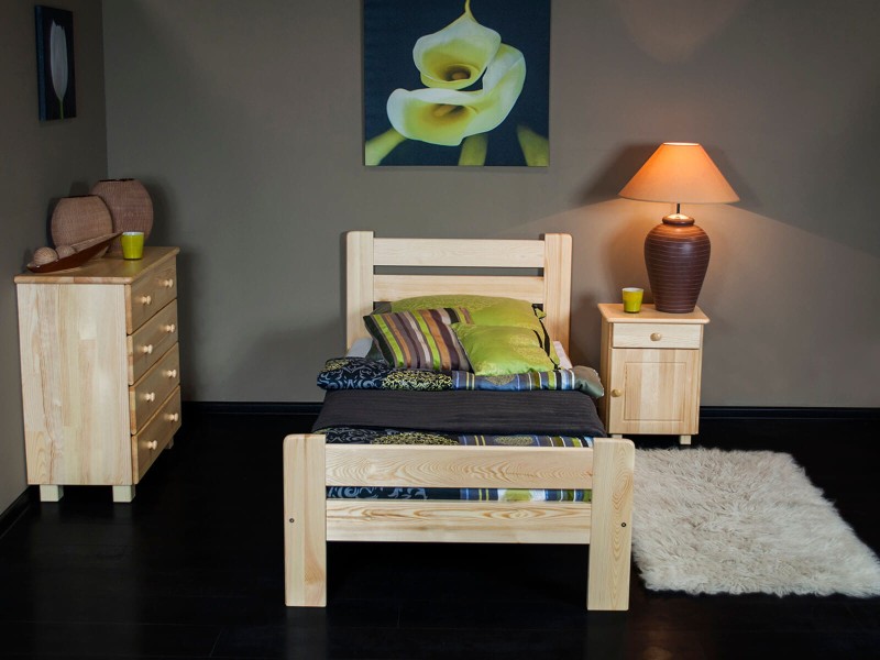 Postel z masivu 90x200 Neli borovice s roštem