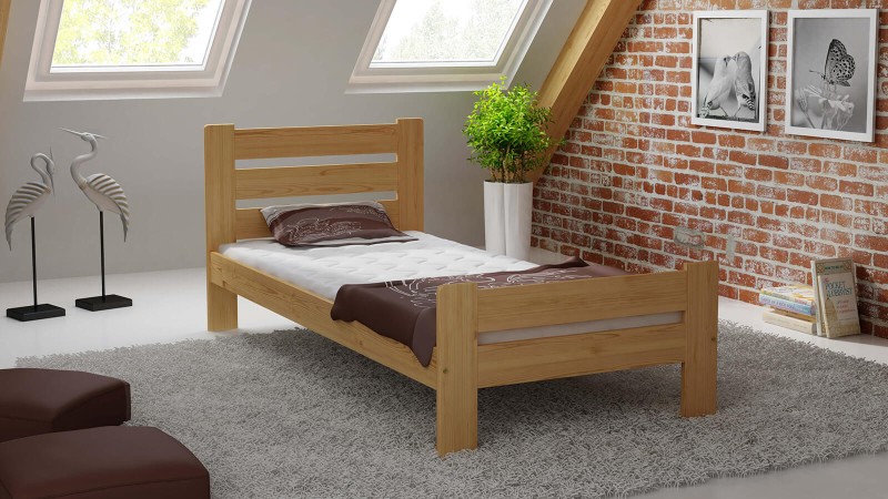 Postel z masivu 90x200 Neli borovice s roštem