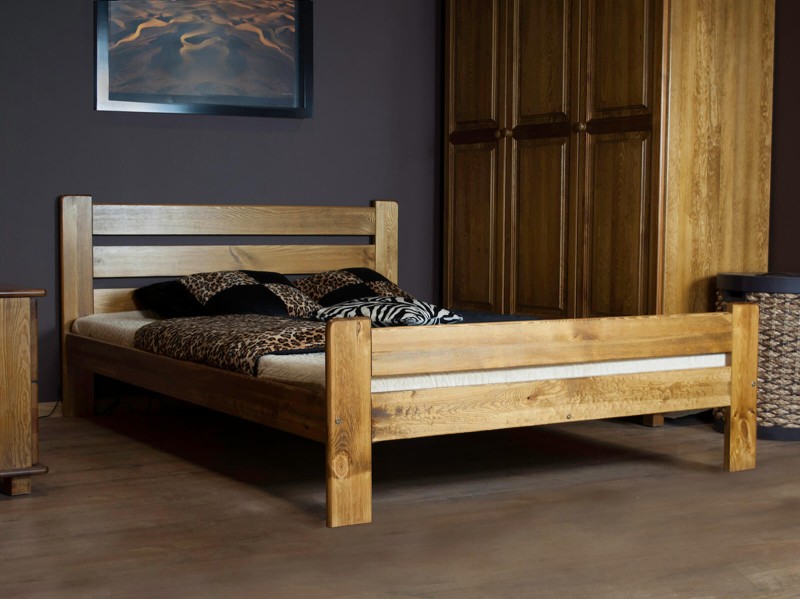 Postel z masivu 140x200 Neli dub s roštem
