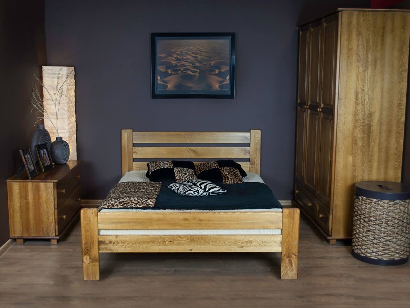 Postel z masivu 140x200 Neli dub s roštem