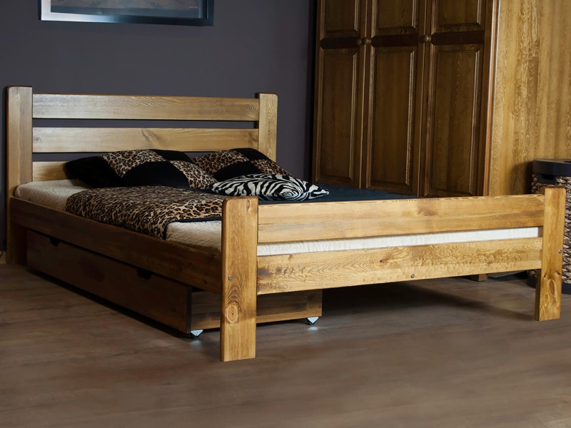 Postel z masivu 140x200 Neli dub s roštem