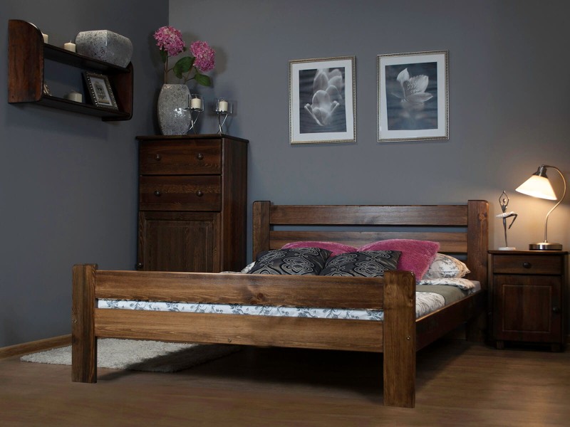 Postel z masivu 160x200 Neli ořech s roštem