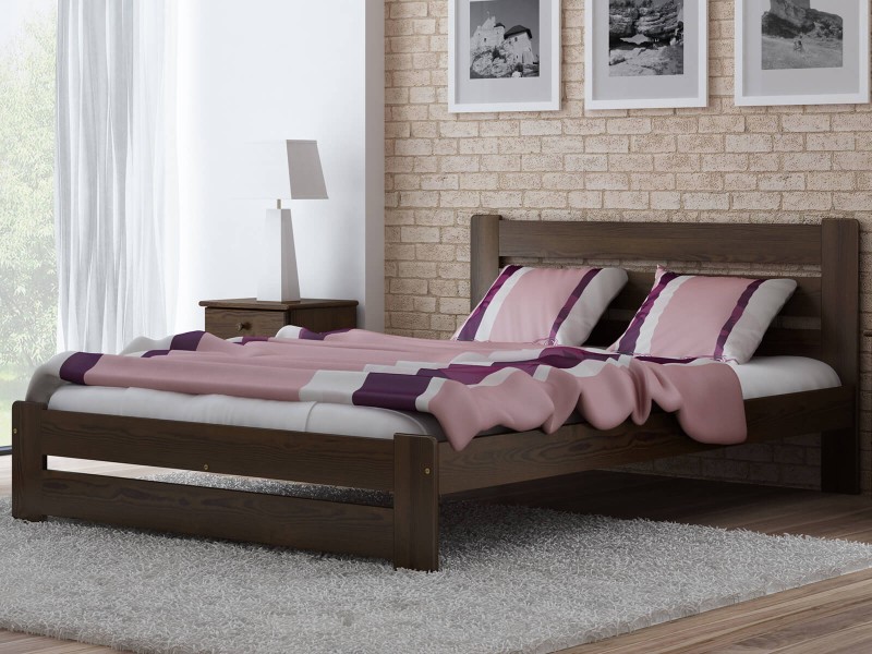 Postel z masivu 120x200 Kati ořech s roštem