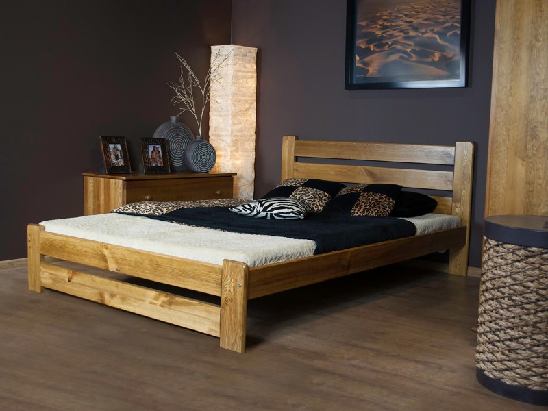 Postel z masivu 160x200 Kati dub s roštem