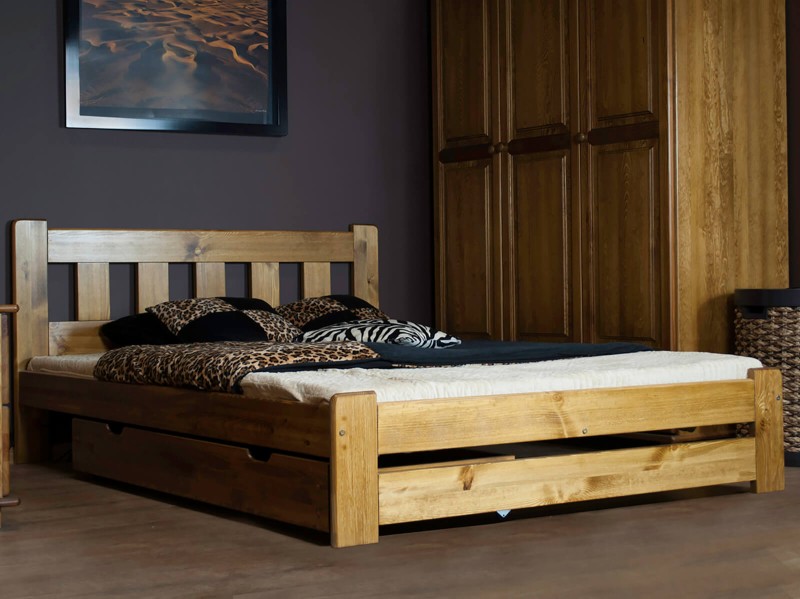 Postel z masivu 90x200 Mila dub s roštem