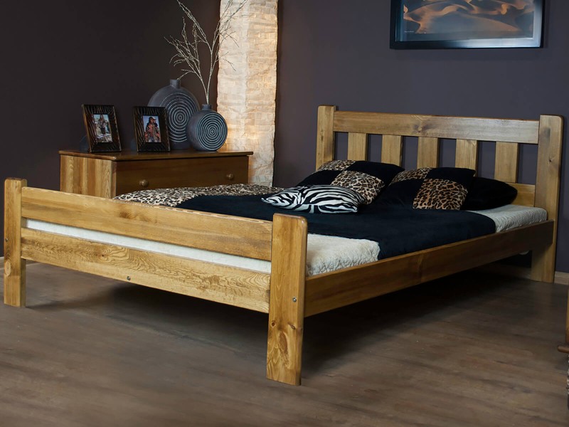 Postel z masivu 140x200 Greta dub s roštem