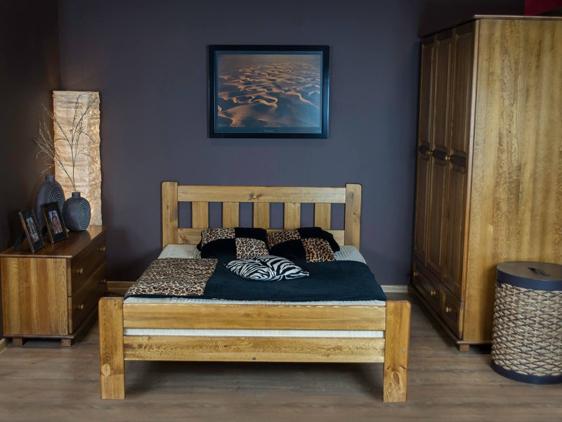 Postel z masivu 140x200 Greta dub s roštem