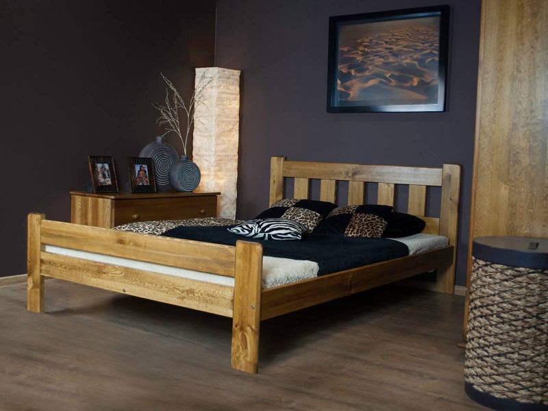 Postel z masivu 140x200 Greta dub s roštem