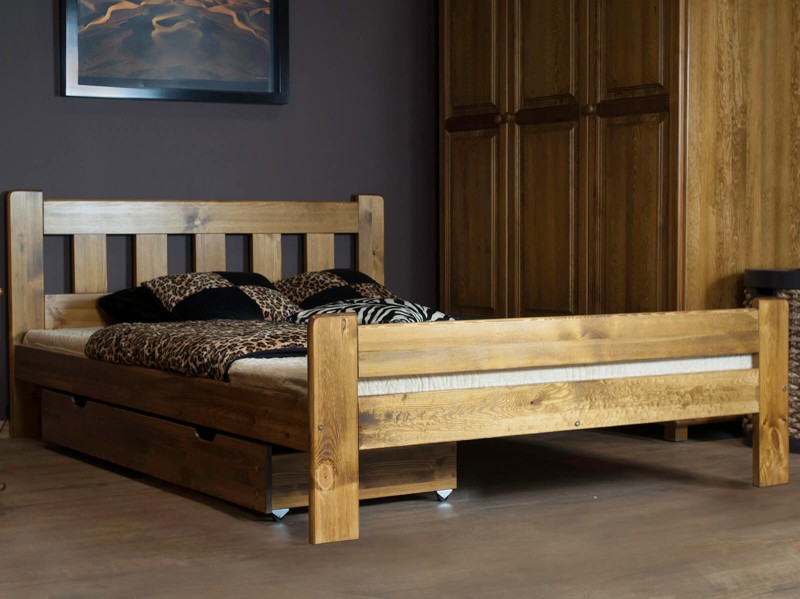 Postel z masivu 140x200 Greta dub s roštem