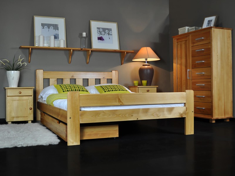 Postel z masivu 160x200 Greta olše s roštem