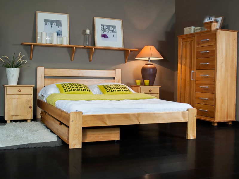 Postel z masivu 140x200 Eliza olše s roštem