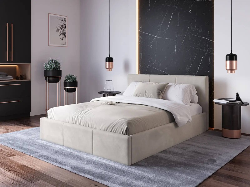 Čalouněná postel s úložným prostorem 160x200 TOP line 7  Šedý Velvet