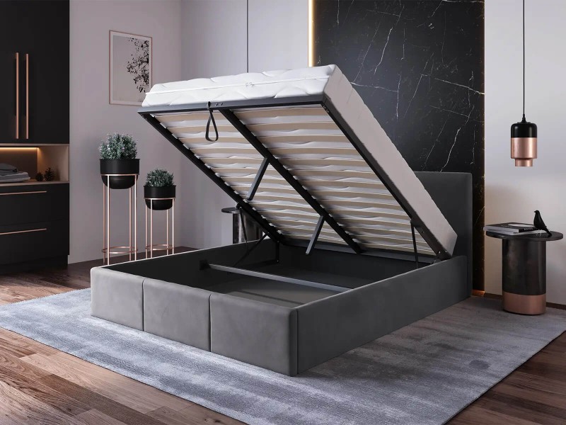 Čalouněná postel s úložným prostorem 160x200 TOP line 7 Grafitový Velvet