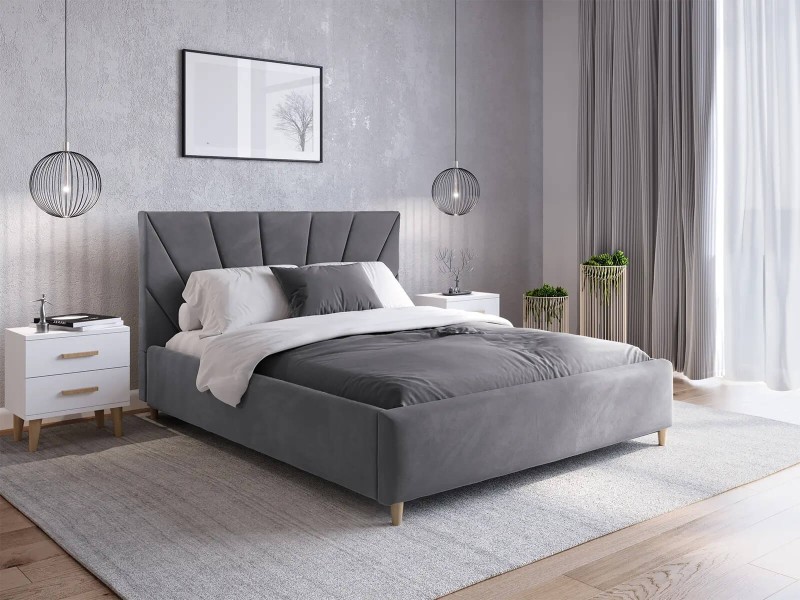 Čalouněná skandinávská postel 180x200 Scandi line 3 Grafitový Velvet