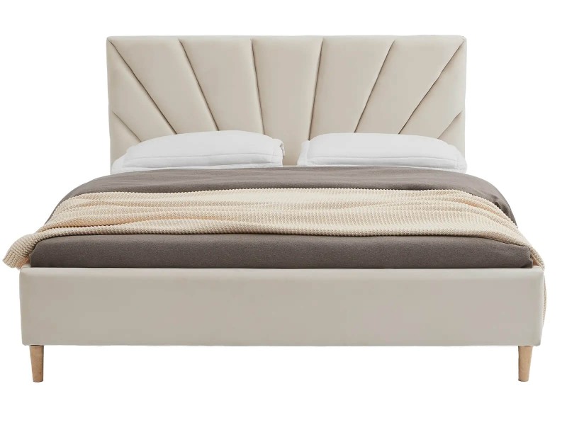 Čalouněná skandinávská postel 160x200 Scandi line 3 Béžový Velvet