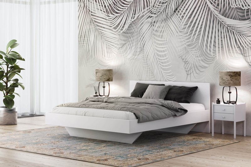 Levitační postel 160x200 z nábytkové desky, bílá DM2