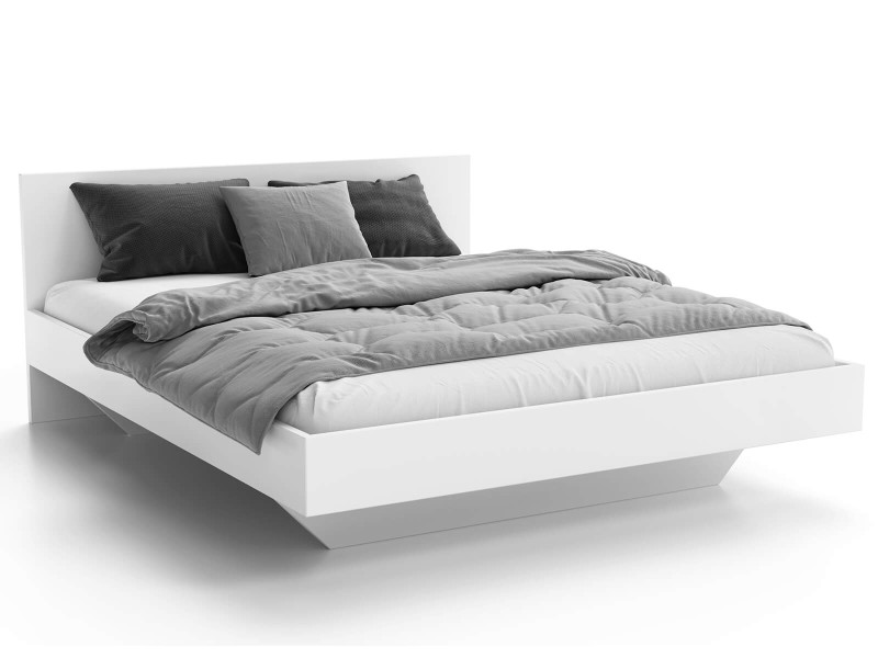 Levitační postel 140x200 z nábytkové desky, bílá DM2