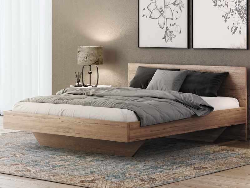Levitační postel 140x200 z nábytkové desky, dub craft DM2