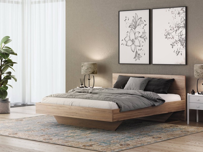 Levitační postel 160x200 z nábytkové desky, dub craft DM2