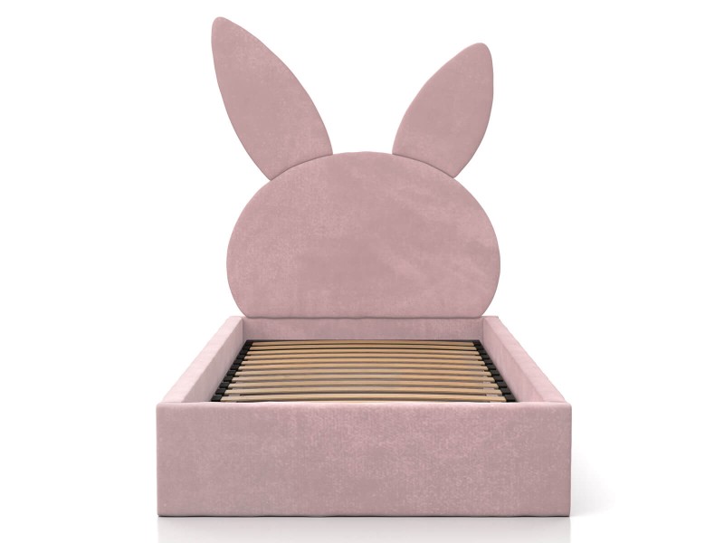 Čalouněná dětská postel 90x200 s roštem, růžový Velvet Kids Line 2 Rabbit