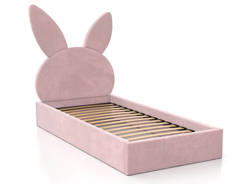 Čalouněná dětská postel 90x200 s roštem, růžový Velvet Kids Line 2 Rabbit