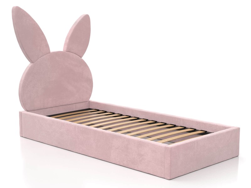 Čalouněná dětská postel 90x200 s roštem, růžový Velvet Kids Line 2 Rabbit