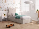 Čalouněná dětská postel 90x200 s roštem, béžová Velvet Kids Line 1 Medvěd