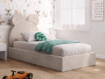 Čalouněná dětská postel 90x200 s roštem, béžová Velvet Kids Line 1 Medvěd