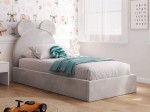 Čalouněná dětská postel 90x200 s roštem a úložným prostorem, šedá Velvet Kids Line 1 Medvěd