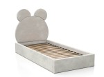 Čalouněná dětská postel 90x200 s roštem a úložným prostorem, šedá Velvet Kids Line 1 Medvěd