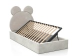 Čalouněná dětská postel 90x200 s roštem a úložným prostorem, šedá Velvet Kids Line 1 Medvěd