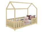 Dětská postel Domeček 80x160 se zábradlím a roštem, borovice D8