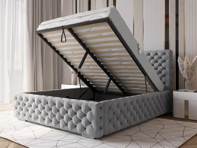 Čalouněná postel s úložným prostorem 160x200 PRO line 15 Šedý Velvet