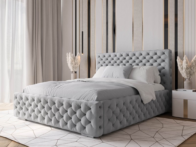 Čalouněná postel s úložným prostorem 160x200 PRO line 15 Šedý Velvet