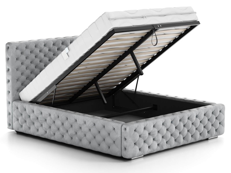 Čalouněná postel s úložným prostorem 160x200 PRO line 15 Šedý Velvet