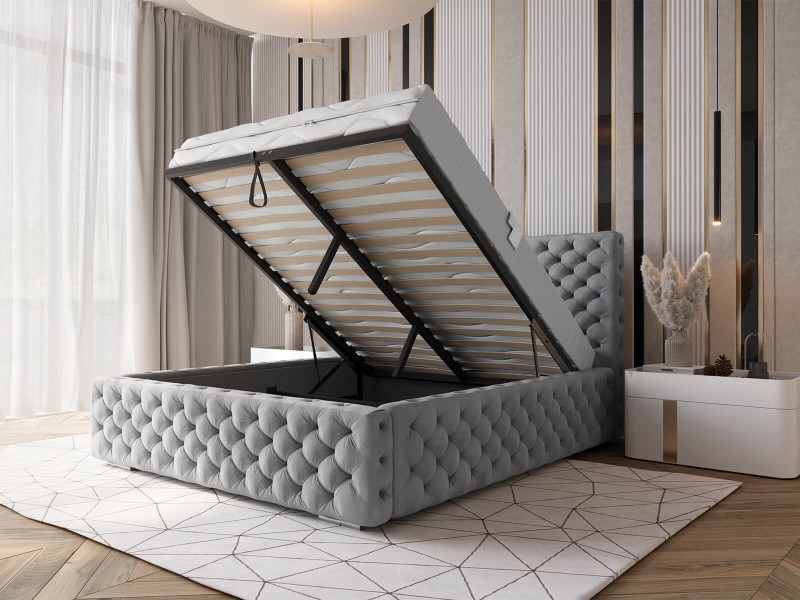 Čalouněná postel s úložným prostorem 160x200 PRO line 15 Šedý Velvet