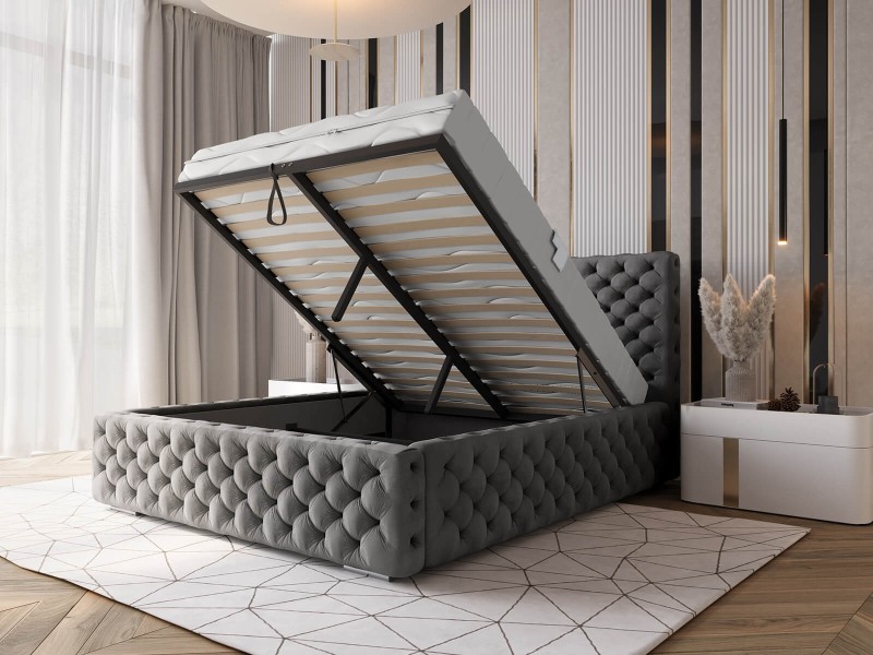 Čalouněná postel s úložným prostorem 160x200 PRO line 15 Grafitový Velvet