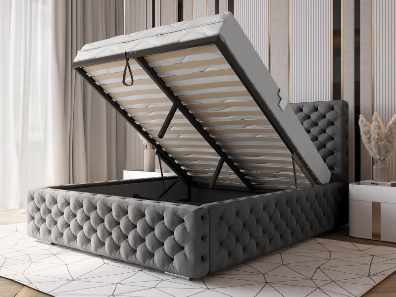 Čalouněná postel s úložným prostorem 160x200 PRO line 15 Grafitový Velvet