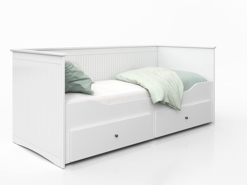 Rozkládací postel 80x200 bílá se 2 zásuvkami, gauč Helmes