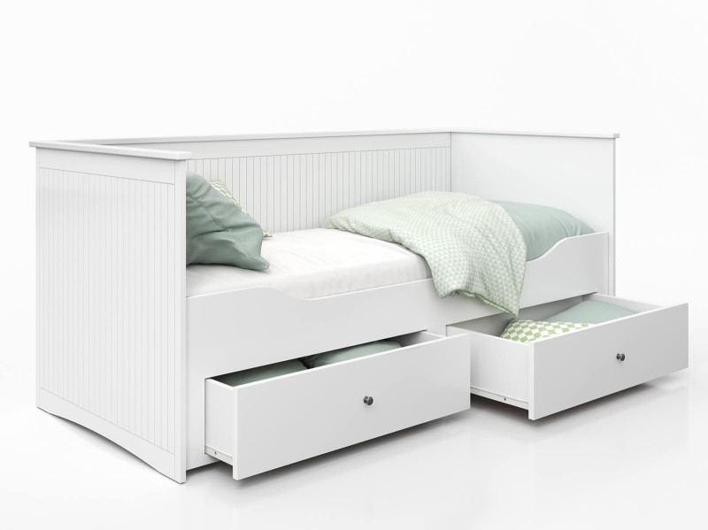 Rozkládací postel 80x200 bílá se 2 zásuvkami, gauč Helmes