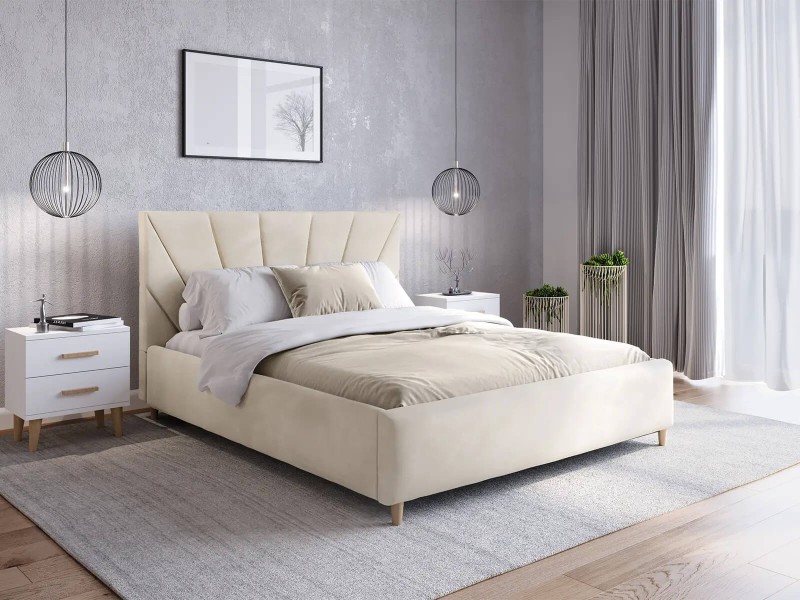 Čalouněná skandinávská postel 120x200 Scandi line 3 Béžový Velvet