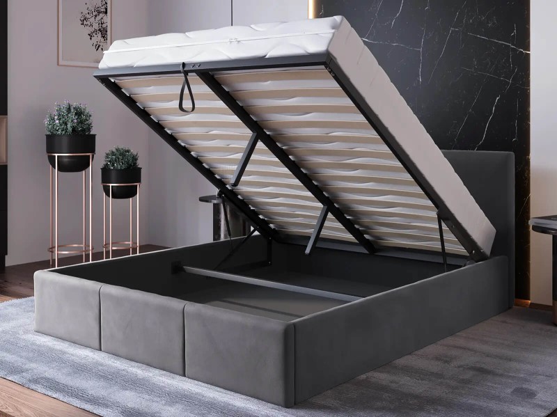 Čalouněná postel s úložným prostorem 120x200 TOP line 7 Grafitový Velvet